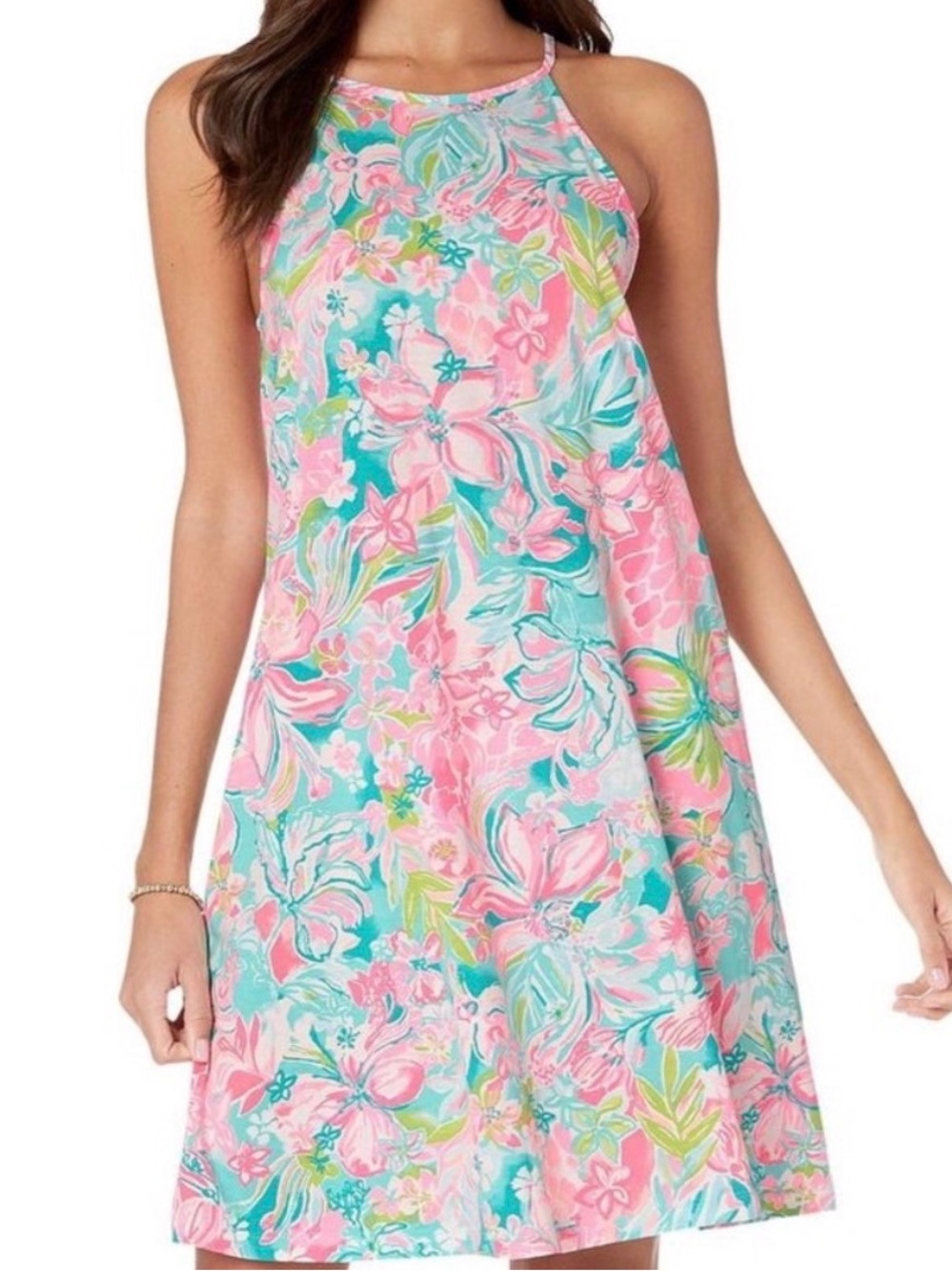 Lilly Pulitzer Margo Hot on Scene Floral Halter Midi Dress M